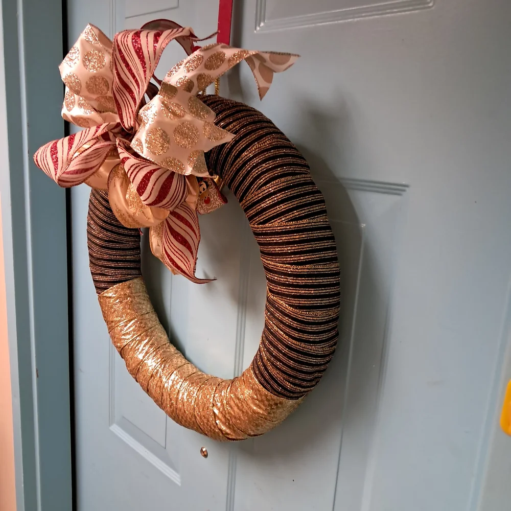 Festive Gold and Black Holiday Wreath